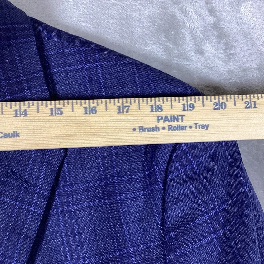 Stafford Mens Blue Plaid Sport Coat 46R Wool Blend Classic Fit Blazer Preppy